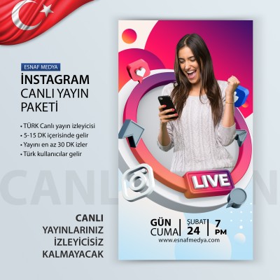 İnstagram TÜRK Canlı Yayın İzleyici Arttırma Paketi 100 İZLEYİCİ İnstagram TÜRK Canlı Yayın İzleyici Arttırma Paketi 100 İZLEYİCİ